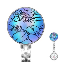 Lotus Flower Wall Purple Blue Stainless Steel Nurses Watch by Mariart