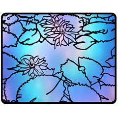 Lotus Flower Wall Purple Blue Double Sided Fleece Blanket (medium)  by Mariart