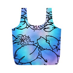 Lotus Flower Wall Purple Blue Full Print Recycle Bags (m) 