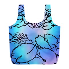 Lotus Flower Wall Purple Blue Full Print Recycle Bags (l)  by Mariart