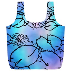 Lotus Flower Wall Purple Blue Full Print Recycle Bags (l)  by Mariart