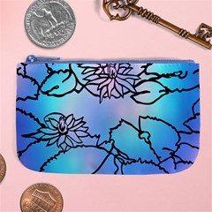 Lotus Flower Wall Purple Blue Large Coin Purse by Mariart