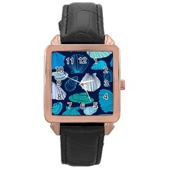 Mega Menu Seashells Rose Gold Leather Watch 