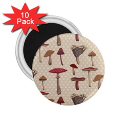 Mushroom Madness Red Grey Brown Polka Dots 2 25  Magnets (10 Pack)  by Mariart