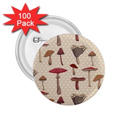 Mushroom Madness Red Grey Brown Polka Dots 2 25  Buttons (100 Pack)  by Mariart