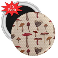 Mushroom Madness Red Grey Brown Polka Dots 3  Magnets (10 Pack)  by Mariart