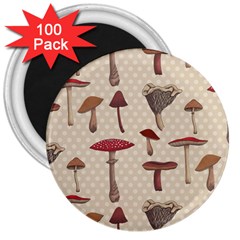 Mushroom Madness Red Grey Brown Polka Dots 3  Magnets (100 Pack) by Mariart