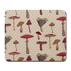 Mushroom Madness Red Grey Brown Polka Dots Large Mousepads by Mariart