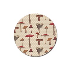 Mushroom Madness Red Grey Brown Polka Dots Magnet 3  (round) by Mariart