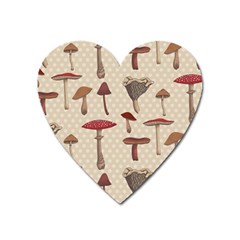 Mushroom Madness Red Grey Brown Polka Dots Heart Magnet by Mariart