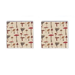 Mushroom Madness Red Grey Brown Polka Dots Cufflinks (square) by Mariart