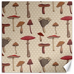 Mushroom Madness Red Grey Brown Polka Dots Canvas 16  X 16   by Mariart