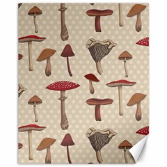 Mushroom Madness Red Grey Brown Polka Dots Canvas 11  X 14   by Mariart