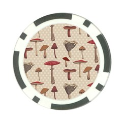 Mushroom Madness Red Grey Brown Polka Dots Poker Chip Card Guard