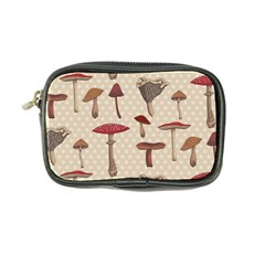 Mushroom Madness Red Grey Brown Polka Dots Coin Purse by Mariart