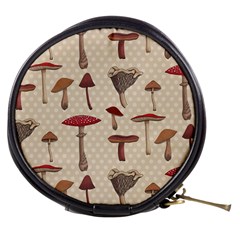 Mushroom Madness Red Grey Brown Polka Dots Mini Makeup Bags by Mariart