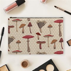 Mushroom Madness Red Grey Brown Polka Dots Cosmetic Bag (large) 