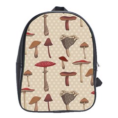 Mushroom Madness Red Grey Brown Polka Dots School Bag (large)