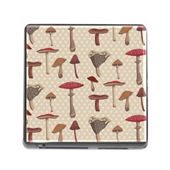 Mushroom Madness Red Grey Brown Polka Dots Memory Card Reader (square)