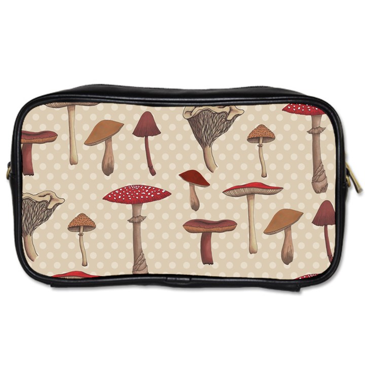 Mushroom Madness Red Grey Brown Polka Dots Toiletries Bags 2-Side