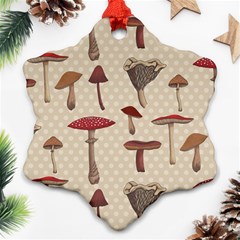 Mushroom Madness Red Grey Brown Polka Dots Ornament (snowflake)