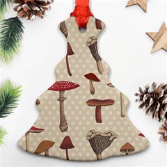 Mushroom Madness Red Grey Brown Polka Dots Christmas Tree Ornament (two Sides)