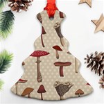 Mushroom Madness Red Grey Brown Polka Dots Christmas Tree Ornament (Two Sides) Front