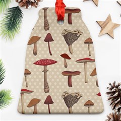 Mushroom Madness Red Grey Brown Polka Dots Bell Ornament (two Sides) by Mariart