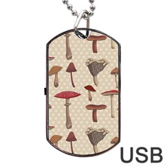 Mushroom Madness Red Grey Brown Polka Dots Dog Tag Usb Flash (one Side)