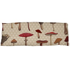 Mushroom Madness Red Grey Brown Polka Dots Body Pillow Case (dakimakura) by Mariart