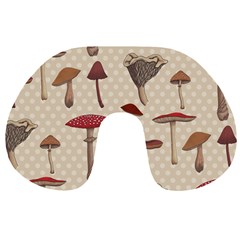 Mushroom Madness Red Grey Brown Polka Dots Travel Neck Pillows by Mariart