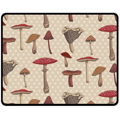 Mushroom Madness Red Grey Brown Polka Dots Double Sided Fleece Blanket (medium) 