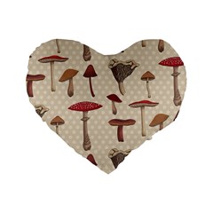 Mushroom Madness Red Grey Brown Polka Dots Standard 16  Premium Flano Heart Shape Cushions by Mariart