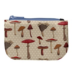 Mushroom Madness Red Grey Brown Polka Dots Large Coin Purse