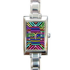 Optical Illusion Line Wave Chevron Rainbow Colorfull Rectangle Italian Charm Watch by Mariart