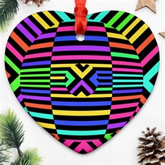 Optical Illusion Line Wave Chevron Rainbow Colorfull Ornament (heart)