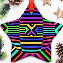 Optical Illusion Line Wave Chevron Rainbow Colorfull Ornament (star)