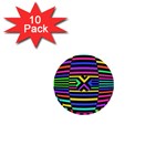 Optical Illusion Line Wave Chevron Rainbow Colorfull 1  Mini Buttons (10 pack)  Front