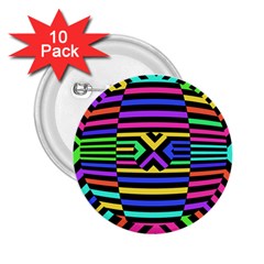 Optical Illusion Line Wave Chevron Rainbow Colorfull 2 25  Buttons (10 Pack)  by Mariart