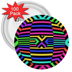 Optical Illusion Line Wave Chevron Rainbow Colorfull 3  Buttons (100 Pack) 