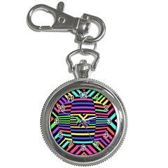 Optical Illusion Line Wave Chevron Rainbow Colorfull Key Chain Watches by Mariart