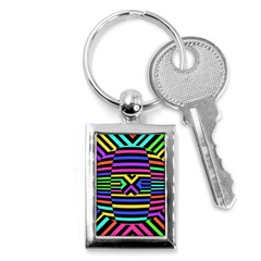 Optical Illusion Line Wave Chevron Rainbow Colorfull Key Chains (rectangle)  by Mariart