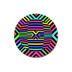 Optical Illusion Line Wave Chevron Rainbow Colorfull Magnet 3  (round)