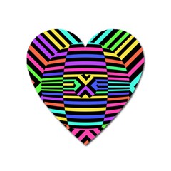 Optical Illusion Line Wave Chevron Rainbow Colorfull Heart Magnet by Mariart