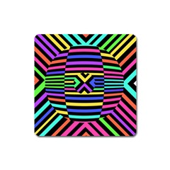 Optical Illusion Line Wave Chevron Rainbow Colorfull Square Magnet by Mariart