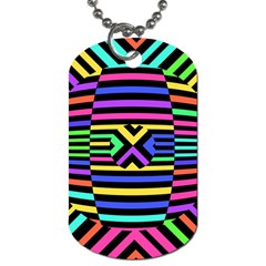 Optical Illusion Line Wave Chevron Rainbow Colorfull Dog Tag (two Sides)