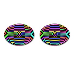 Optical Illusion Line Wave Chevron Rainbow Colorfull Cufflinks (oval) by Mariart