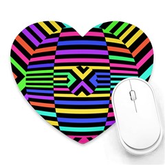 Optical Illusion Line Wave Chevron Rainbow Colorfull Heart Mousepads by Mariart