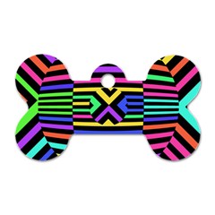 Optical Illusion Line Wave Chevron Rainbow Colorfull Dog Tag Bone (one Side)