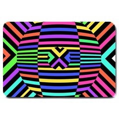 Optical Illusion Line Wave Chevron Rainbow Colorfull Large Doormat  by Mariart